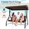 3-Person Outdoor Porch Swing with Adjustable Canopy and Converts to Bed Cushioned Patio Glider